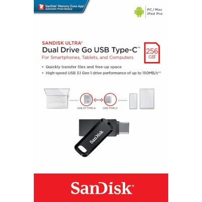 Sandisk Ultra Dual Drive Go 256GB USB 3.1 Stick Black